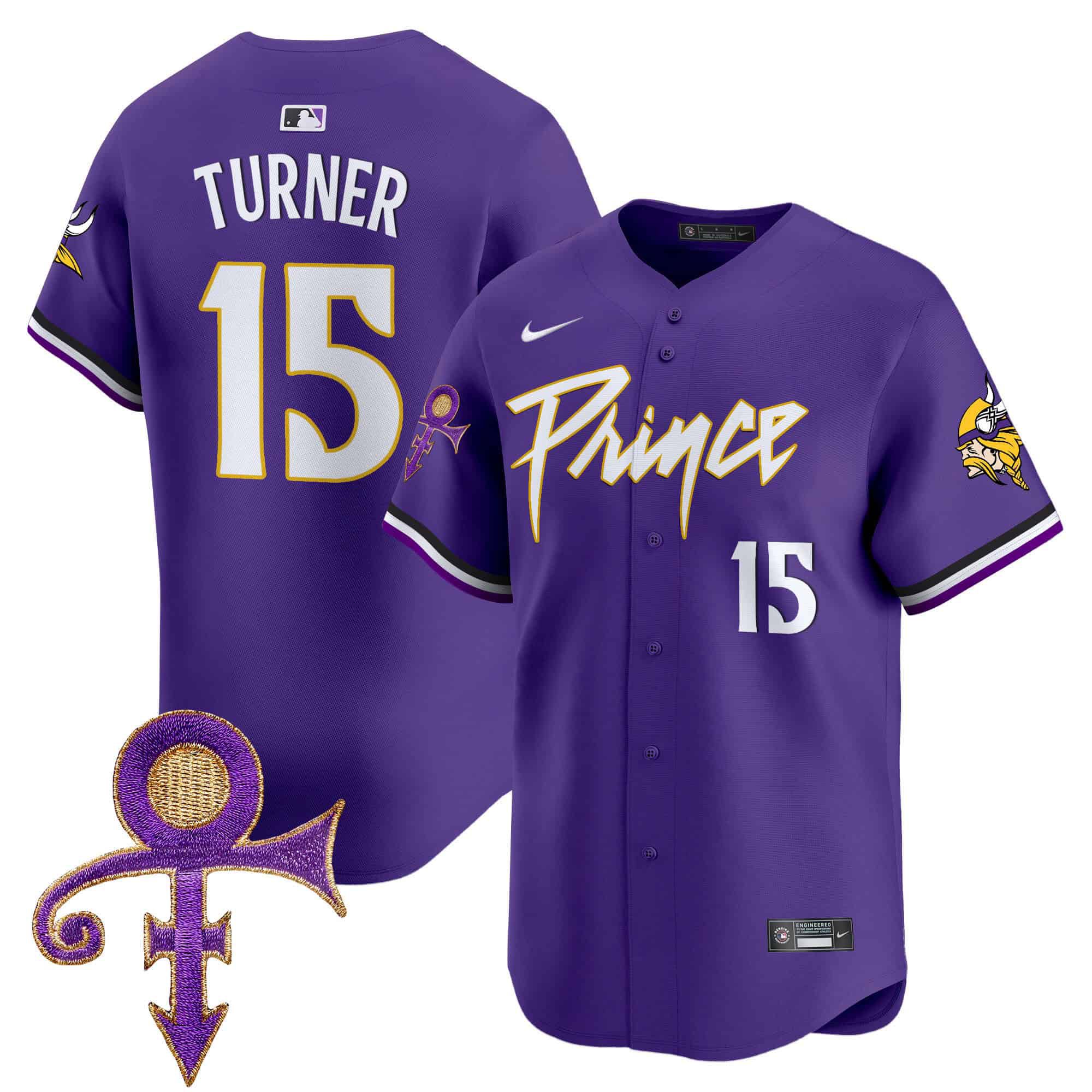 Men Minnesota Vikings #15 Turner Purple 2024 Nike Prince Patch Vapor Premier Limited NFL Jersey